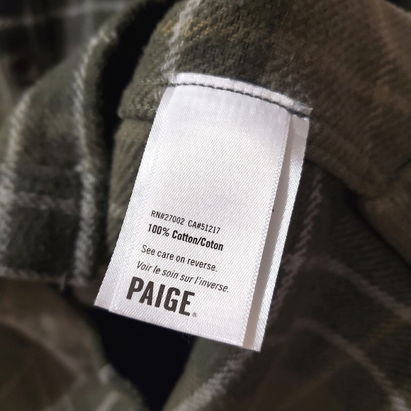 Paige - Wilbur Cotton Checked Twin Pocket Overshirt in Dusty Pine - Size M - Picture 9 of 10